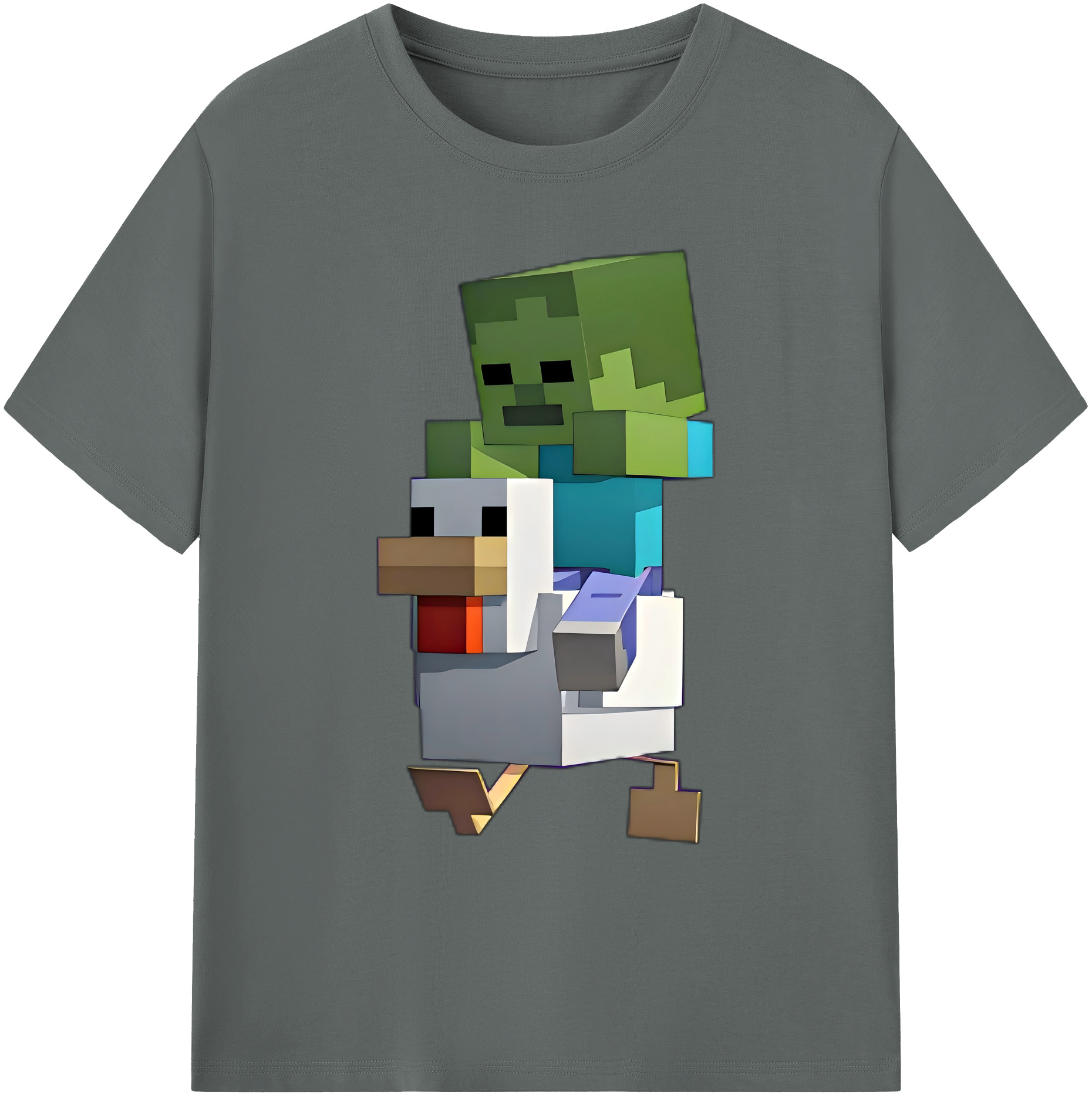 （画像用） マインクラフト ブロックの世界 Minecraft MC Block world 綿100％ メンズ半袖Tシャツ｜肌触りやわらか＆通気性